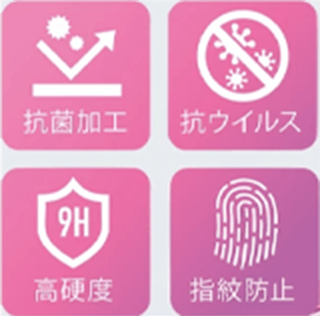 抗菌加工、抗ウイルス、高硬度、指紋防止